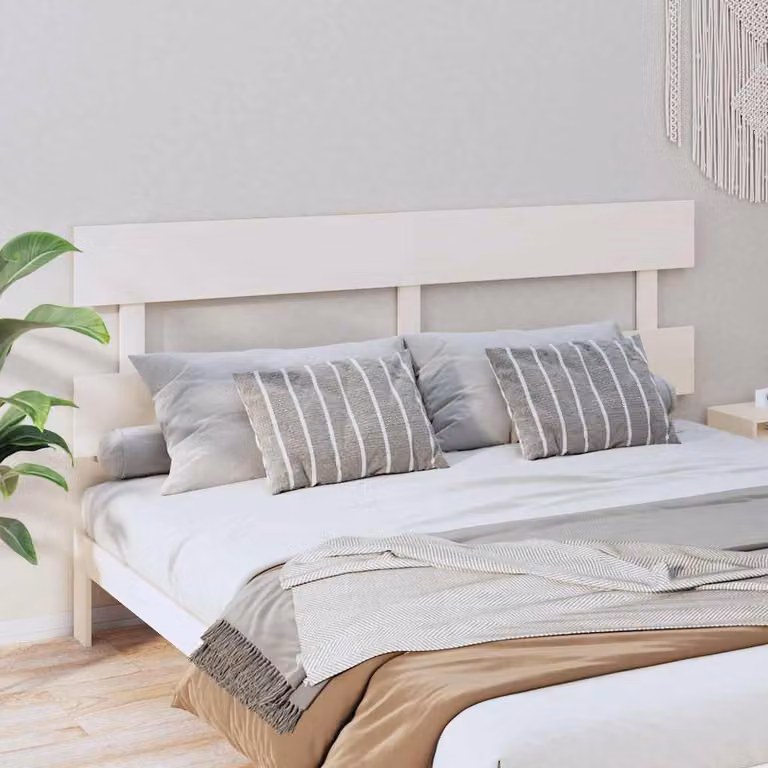 Testiera per letto vidaXL in legno massello di pino bianco, stile rustico, L 184 cm x P 3 cm x H 81 cm