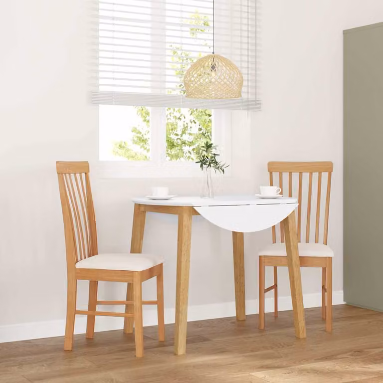 Set di 2 sedie da pranzo vidaXL in legno massello di Hevea con cuscini in tessuto, stile scandinavo, bianco e marrone
