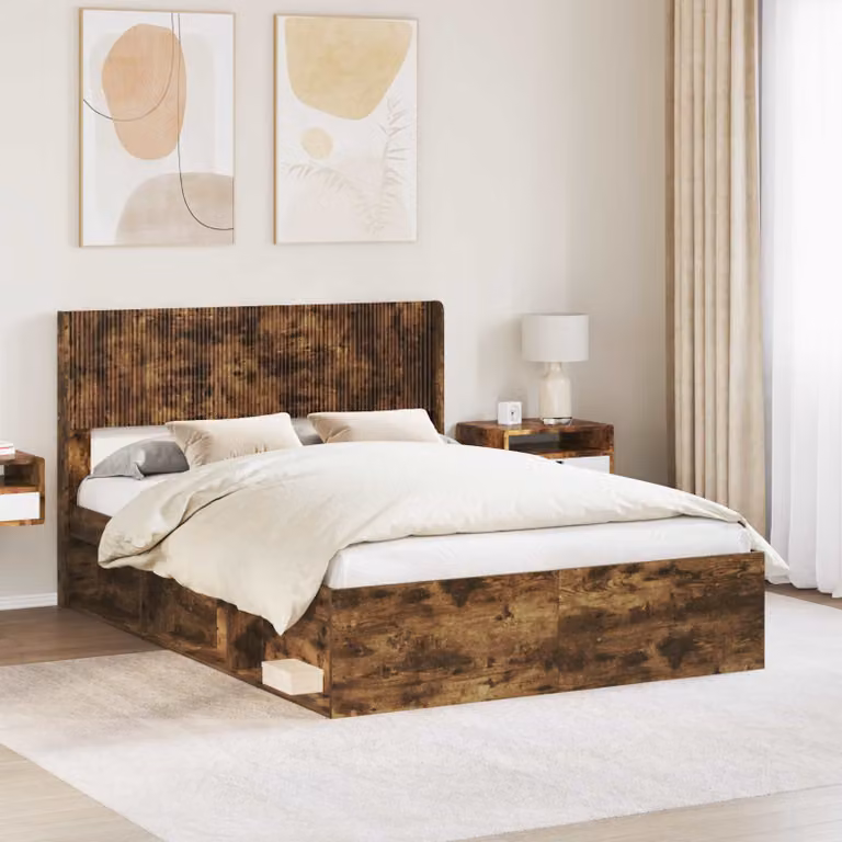 Testiera Letto Moderna vidaXL in Legno Rovere Fumo Marrone