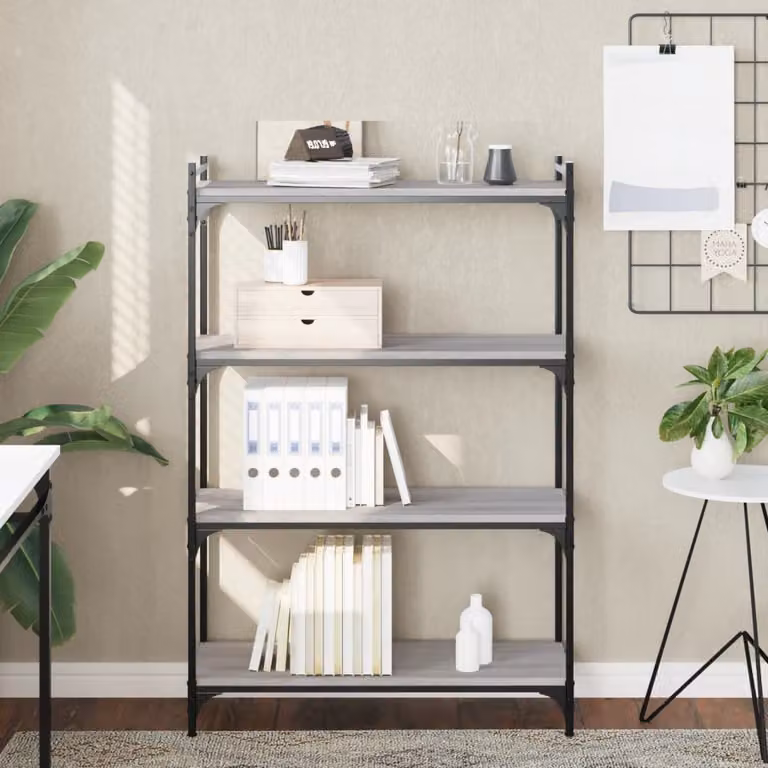 Libreria vidaXL con 4 Ripiani in Stile Industrial, Colore Grigio, L/P/H: 80 x 30 x 120 cm