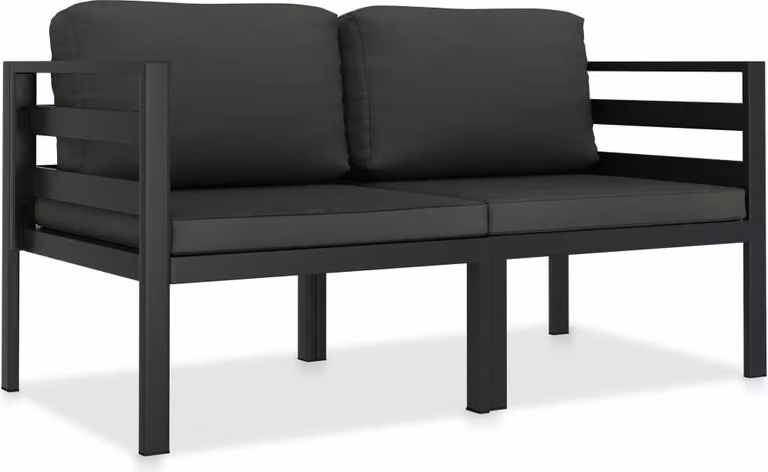 The Living Store Set divano da giardino 2 pezzi con cuscini alluminio antracite