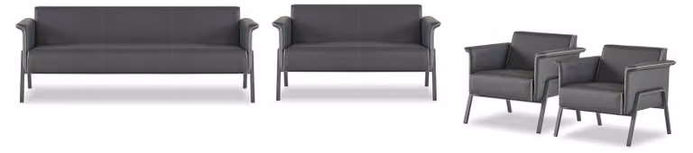 Dunkelgraue Arbeitszimmer Sessel Textil Sitzbank Dreisitzer 2-Sitzer