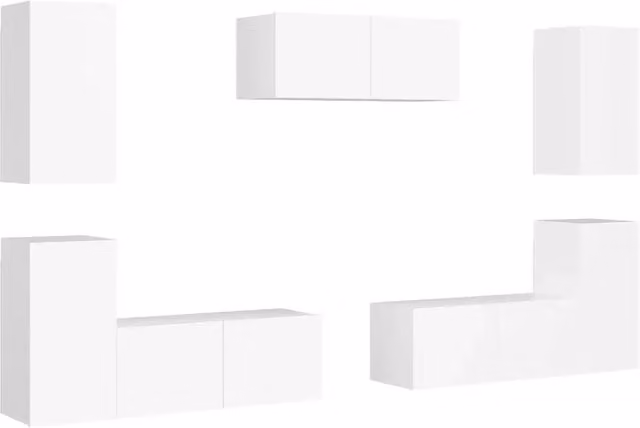 Set Mobili Porta TV 7 pz | Armadietto TV | Mobile Porta TV Bianco in Legno Multistrato