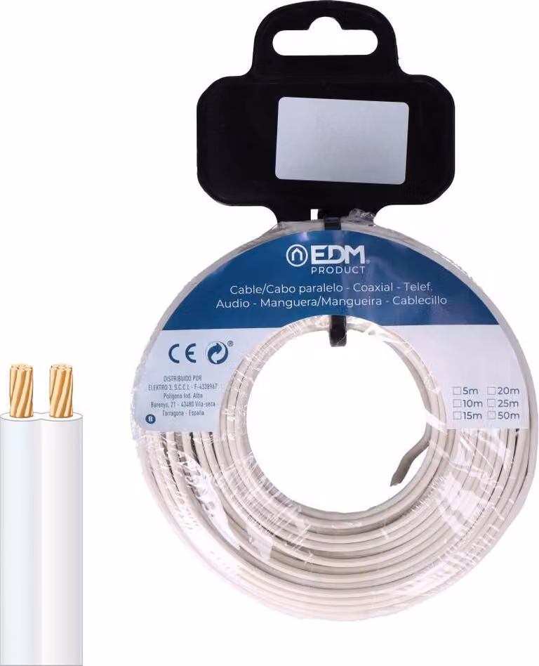 Bobina parallela 2 x 2,50 mm² bianco "audio" 10 m