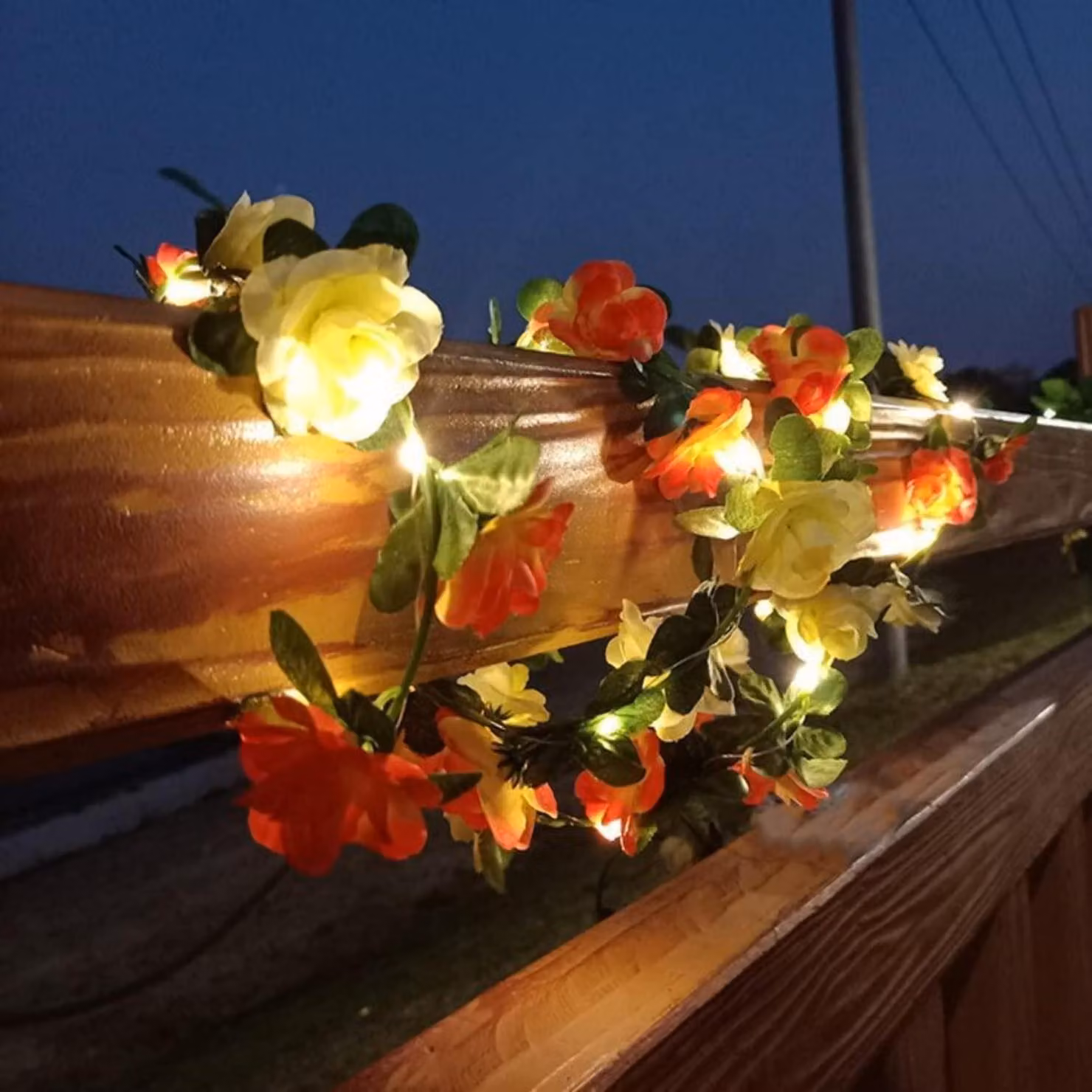 Catena luminosa solare a forma di rosa, 20 LED, 8 modalità, 2 metri, impermeabile, ideale per decorazioni da esterno