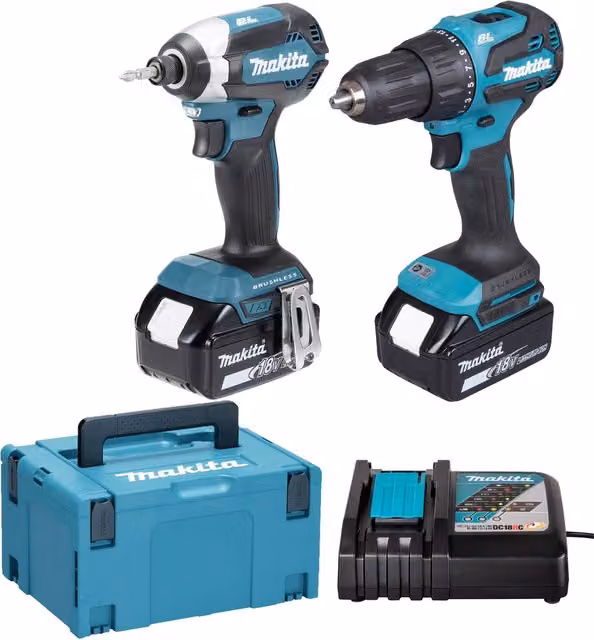 Makita DLX2537TJ Kit 18V LXT con Avvitatore a Impulsi, Trapano e Valigetta MAKPAC con 2 Batterie da 5.0Ah