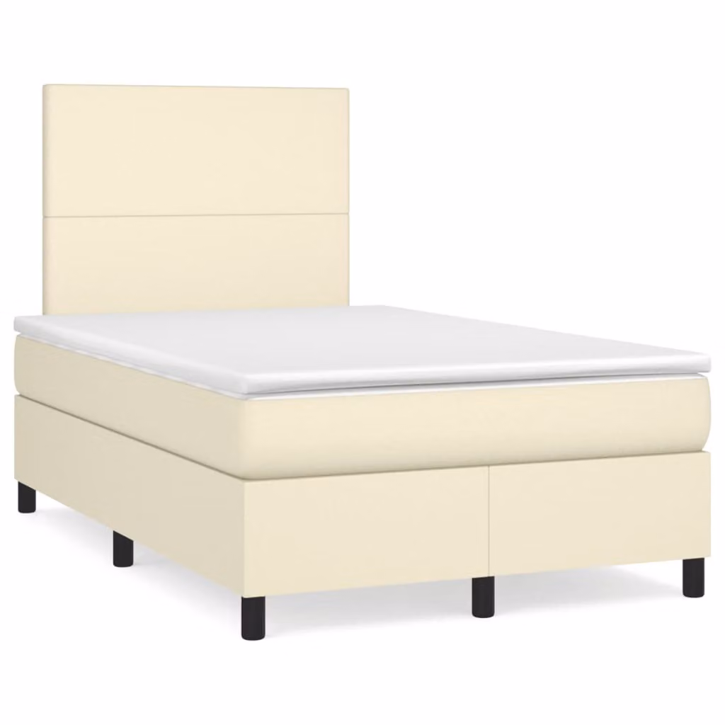 Giroletto a Molle con Materasso Crema 120x200 cm in Pelle finta
