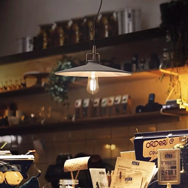 Lampada a sospensione industriale Ideal-lux Brooklyn in cemento e bronzo, forma rotonda