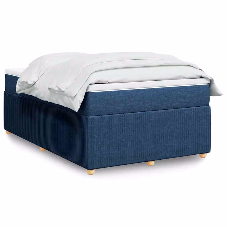 vidaXL Giroletto a Molle con Materasso Ibrido in Tessuto Blu e Bianco L/P/H: 120 x 190 cm