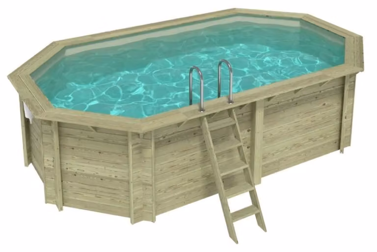 Piscina in legno NEMO 5.79 x 3.49 - H.1.45 m, sabbia, con supporti da cementare