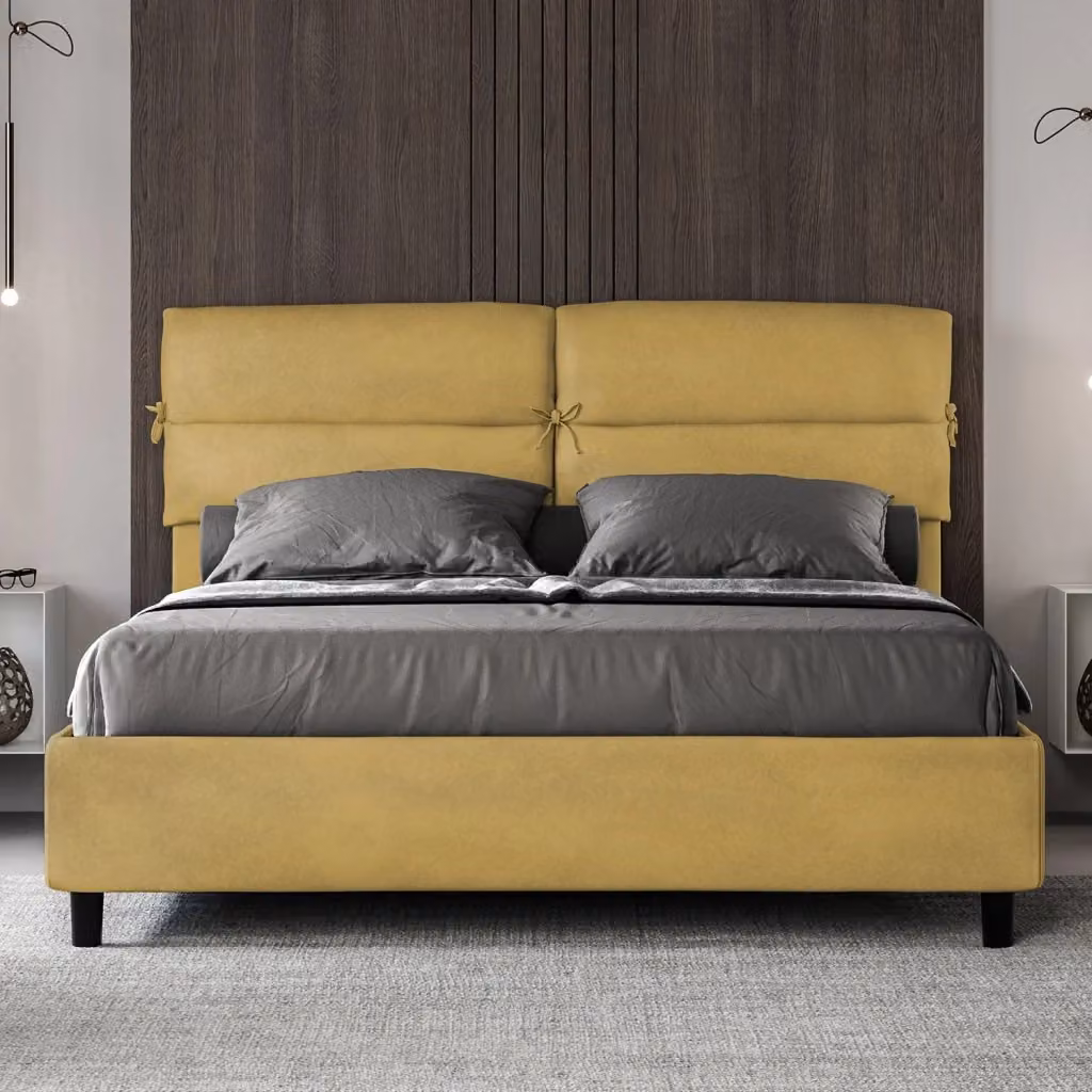 Letto Matrimoniale con Contenitore e Rete a Alzata Giordanoshop Colore Ocra – 2