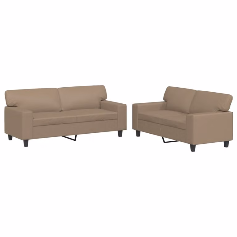 Set di Divani 2 pz Cappuccino in Pelle finta