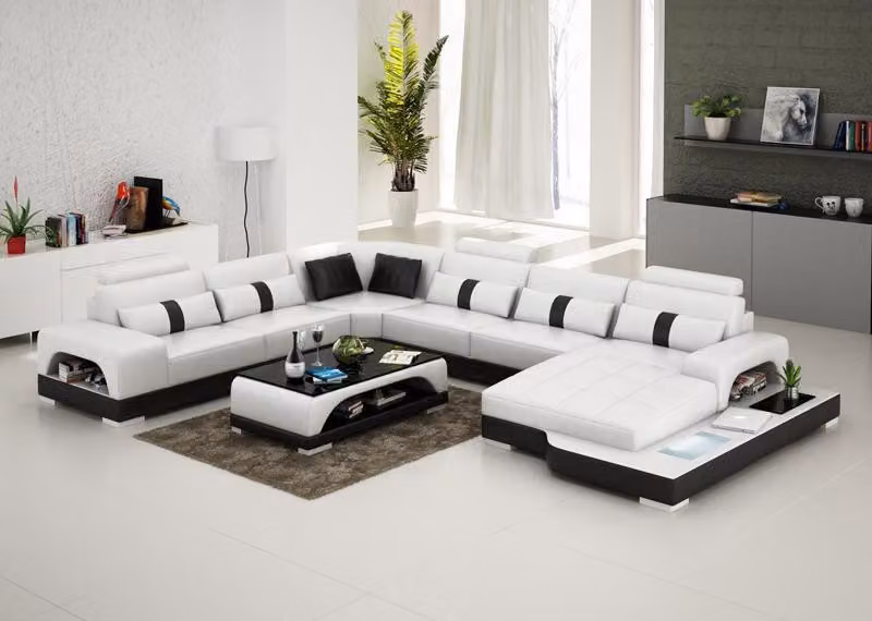Ledersofa Couch Wohnlandschaft Ecksofa Eck Garnitur Design Modern Sofa G8015