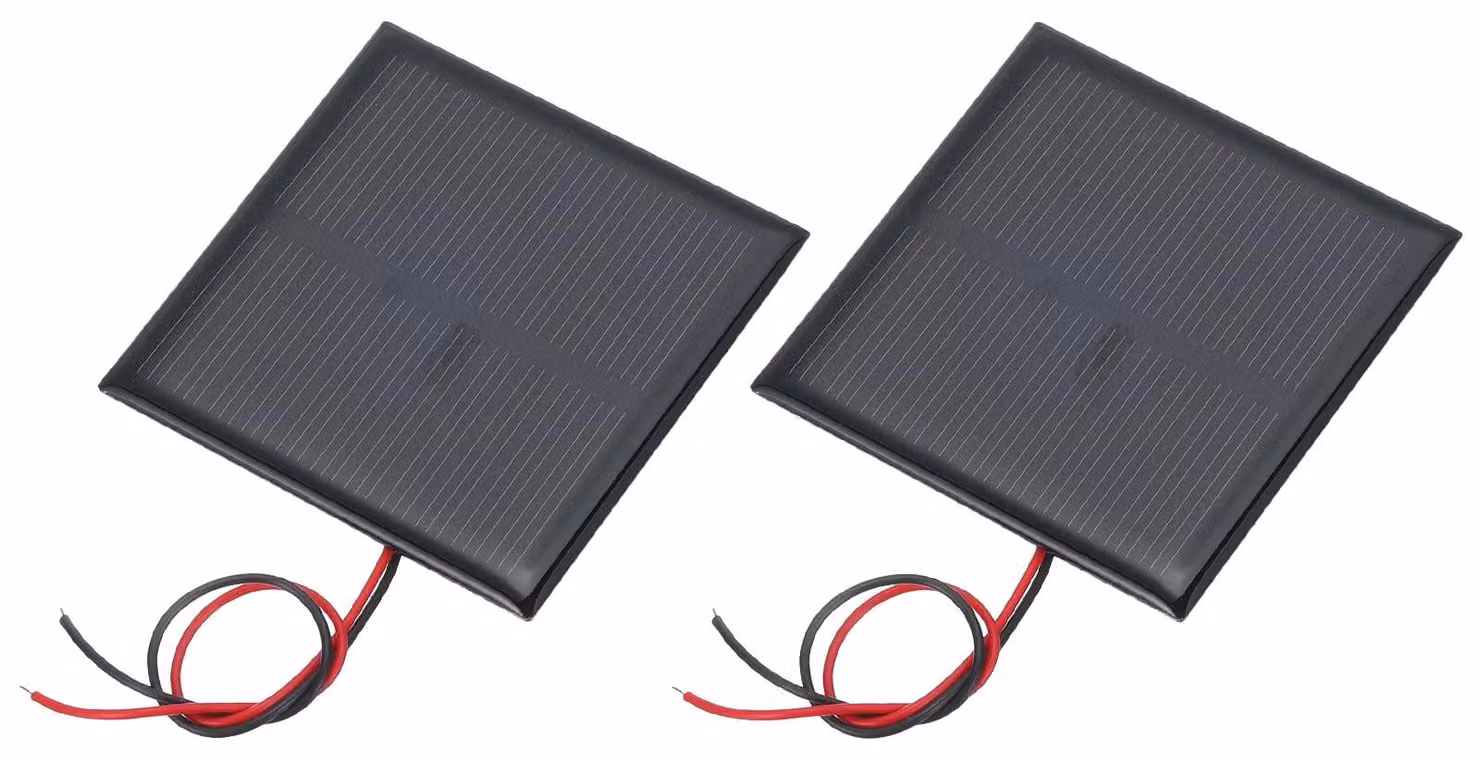 Mini pannello solare, 0,44 W, 5,5 V, 70 mA, 60x60 mm, confezione da 2 pezzi