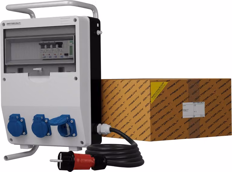 Distributore di corrente TD-S/FI 3x230V contatore di elettricità MID rack per cavi Doktorvolt® 0489