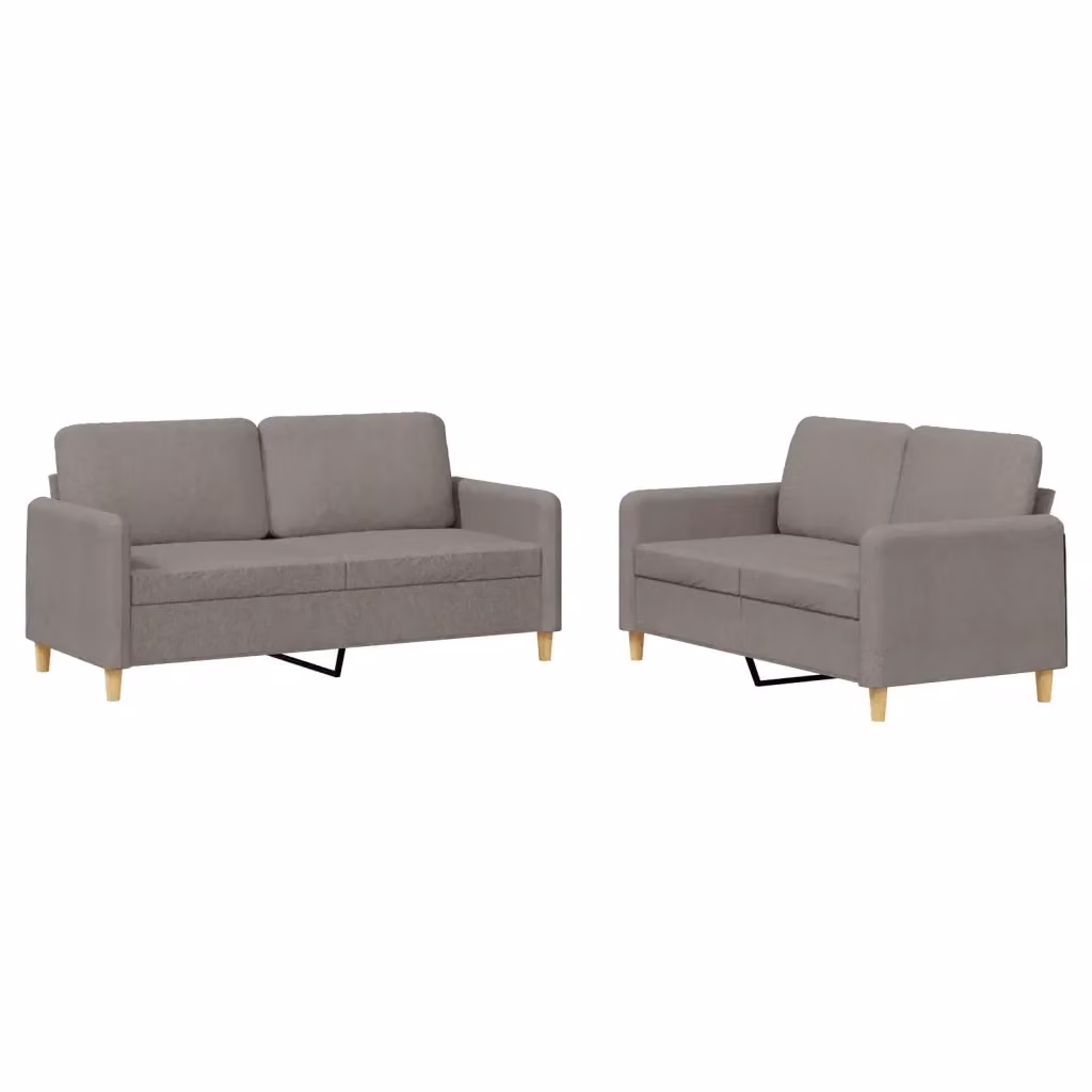 vidaXL Set di 2 Divani Moderni in Tessuto con Cuscini, Colore Grigio e Beige – 2