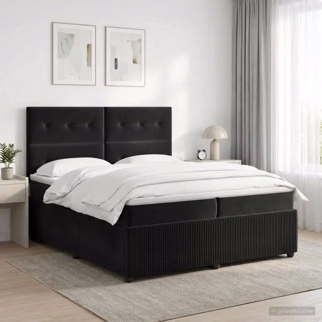 Letto box spring con materasso vidaXL in velluto nero L/P: 200 x 200 cm
