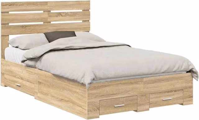 Letto matrimoniale | Letto per adulti | Struttura del letto con cassetto con testiera Legno multistrato