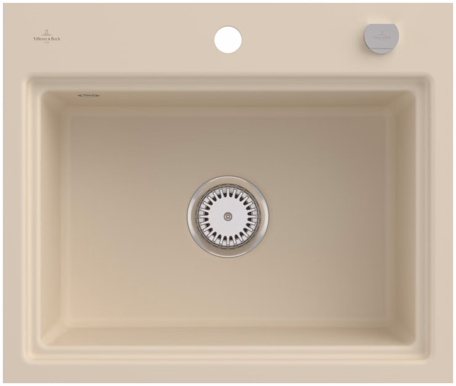 Lavello a filo V&B Subway Style 60 S Flat re, con scarico, funzionamento manuale, avorio