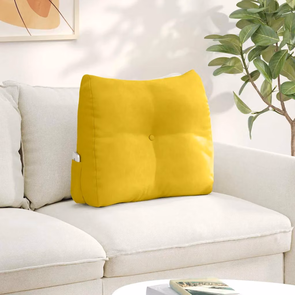 Cuscino per schiena ergonomico vidaXL in velluto giallo L 60 cm x P 24 cm x H 50 cm