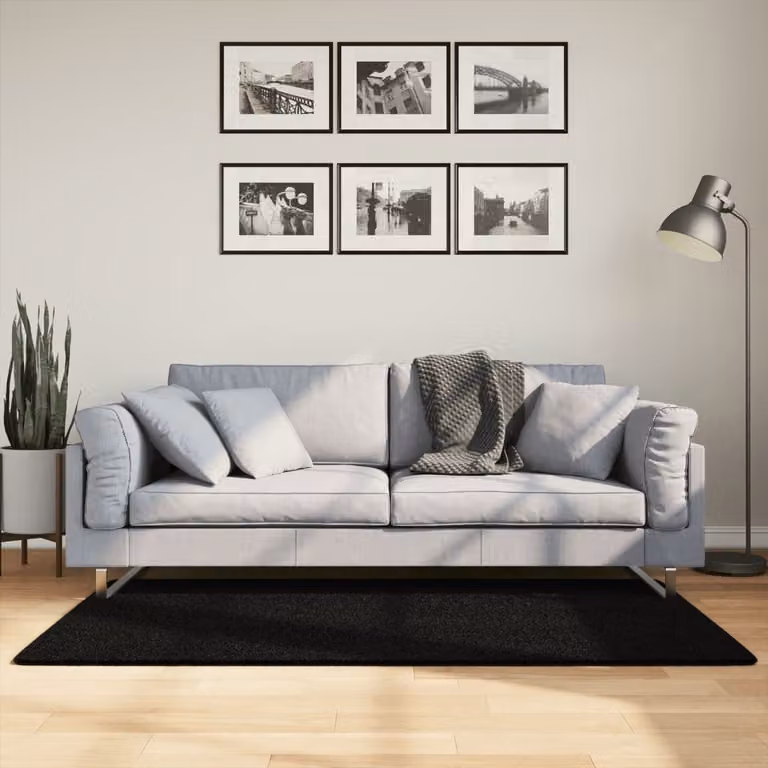 Tappeto a pelo corto vidaXL HUARTE nero, morbido e lavabile, L 80 cm x P 150 cm