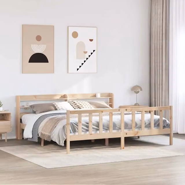 Letto senza materasso vidaXL in legno massello di pino rustico L: 180 cm, P: 200 cm – 1