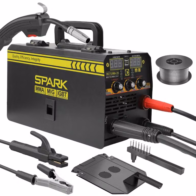 Saldatrice multifunzione 3-in-1 (MIG/MMA/TIG) - 220 V - Inverter - Display digitale - Portatile - Colore: nero