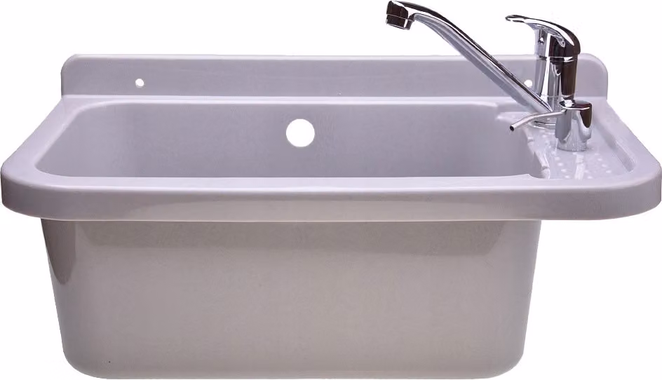 ADGO® Lavello Lavandino Grigio 60 cm Rubinetto E Dispenser Di Sapone
