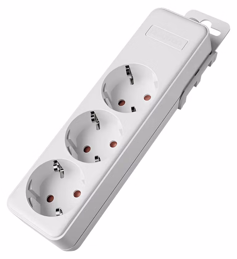 Prese multiple Braytron a 3 vie senza cavo, senza interruttore, 3680 W, sicurezza bambini, ciabatta per installazione personalizzata con sistema a clip