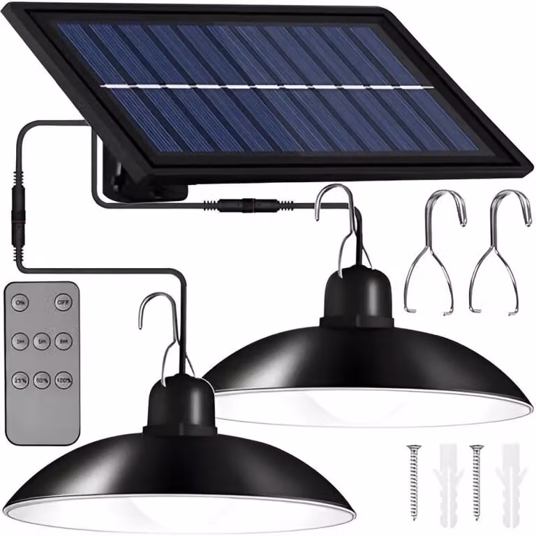 Izoxis 21806 Lampada a LED solare da giardino a sospensione DUO con telecomando, IP44, 3600mAh, nero