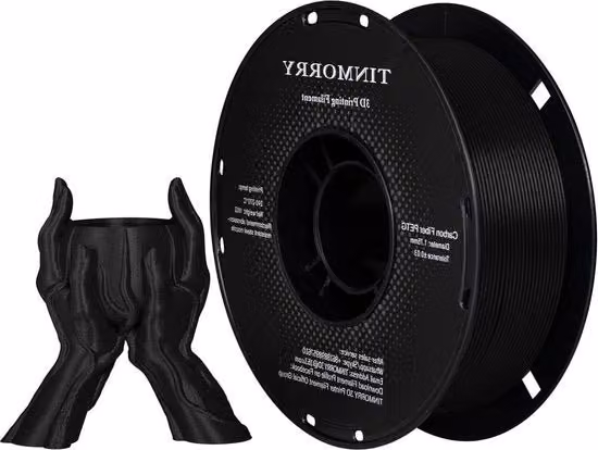 Filamento PETG in fibra di carbonio da 1,75 mm per stampa 3D FDM, Nero, Spola da 1 kg