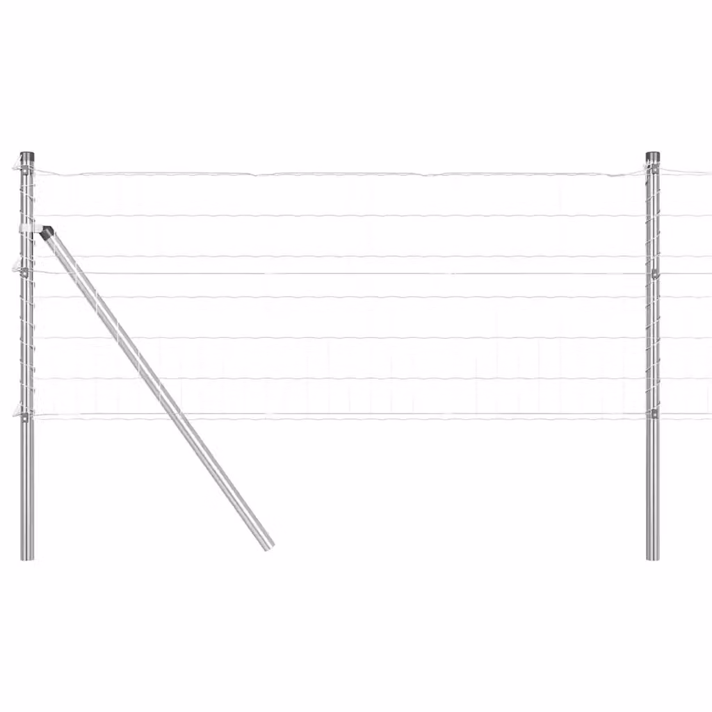 Recinzione da esterno vidaXL in acciaio galvanizzato e PVC color argento, L: 50 m, H: 0,6 m – 2