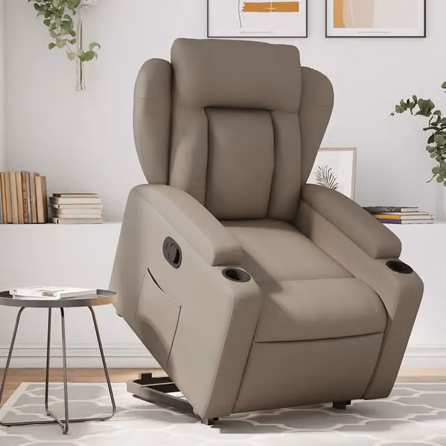 Poltrona Alzapersona Reclinabile vidaXL in Similpelle Beige con Assistenza Elettrica per Anziani – 1