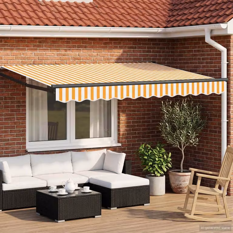 Tenda retrattile manuale con LED vidaXL in poliestere, L: 350 cm, P: 250 cm