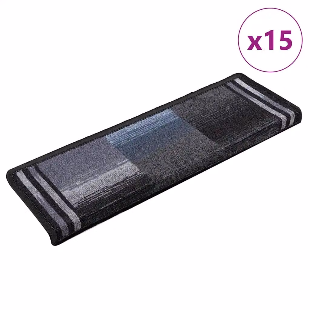 vidaXL Tappetini Autoadesivi per Scale 15 pz 65x21x4 cm Neri e Grigi