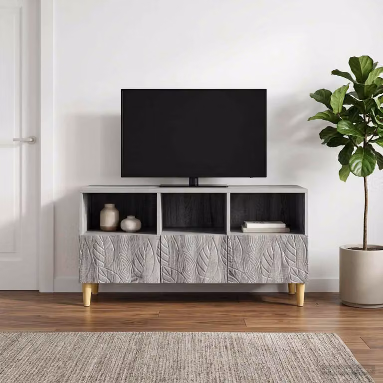 Mobile TV vidaXL in stile vintage grigio con ruote, L/P/H: 102 x 34,5 x 50 cm