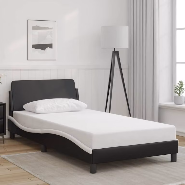 Giroletto vidaXL Dover in similpelle nero e bianco L 90 x P 190 cm