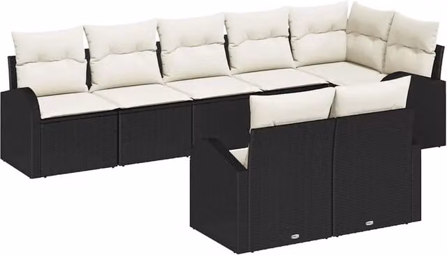 Set Divano da Giardino 8 pz Nero e Bianco polyrattan 3354756
