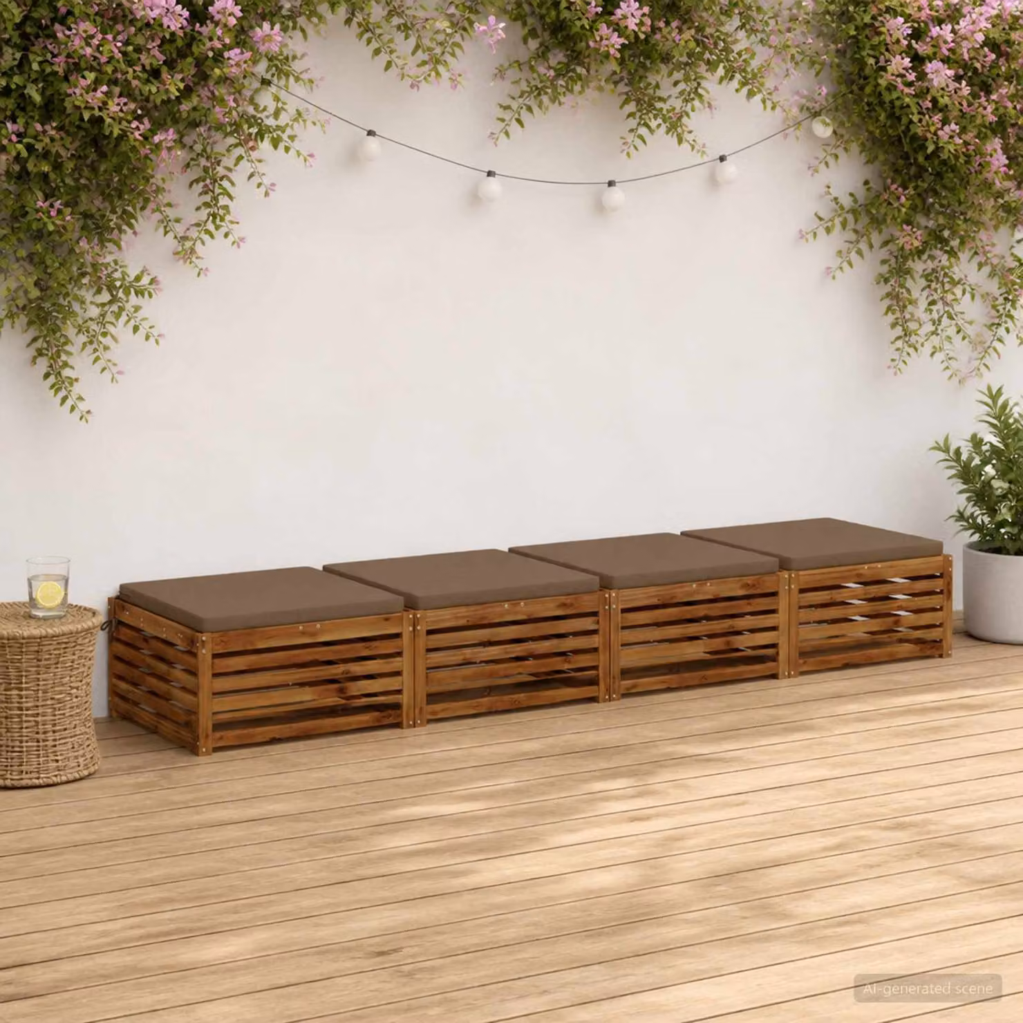 Set di 4 cuscini per sedia vidaXL in poliestere con imbottitura in schiuma, coperture lavabili e resistenti ai raggi UV, colore tortora/marrone/beige