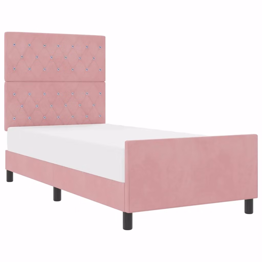 Letto a molle vidaXL in velluto rosa con testiera, L/P/H: 100 x 200 x 103 cm – 2