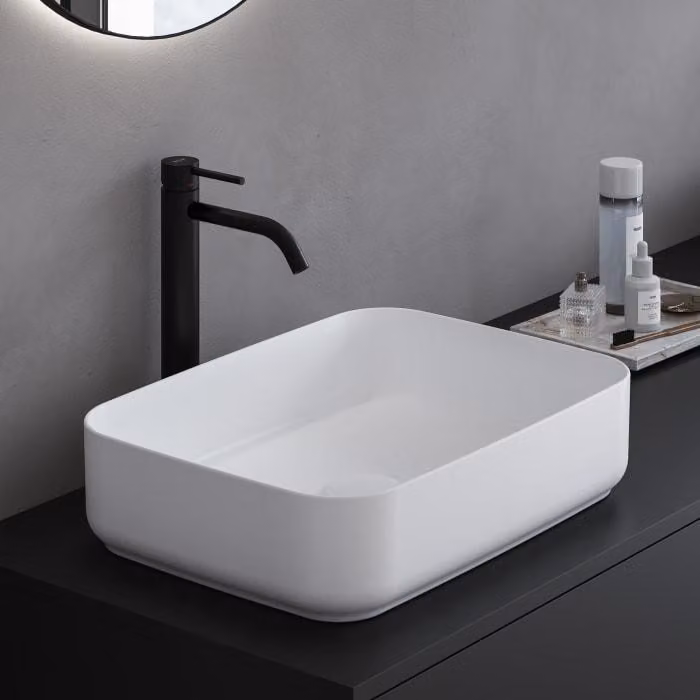 Lavabo da appoggio INFINITY RECTANGLE 50x36cm, bianco opaco