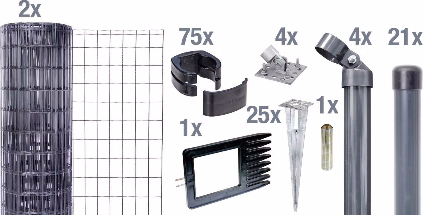 Alberts 669416 Fix-Clip Pro come set completo di recinzione, con presa a terra, antracite, altezza 153 cm, lunghezza 50 m