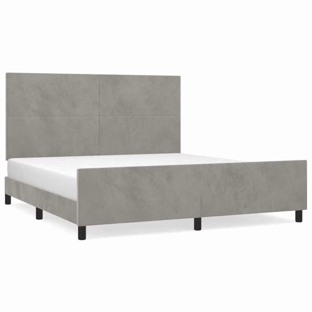 Giroletto senza Materasso Grigio Chiaro 160x200 cm Velluto
