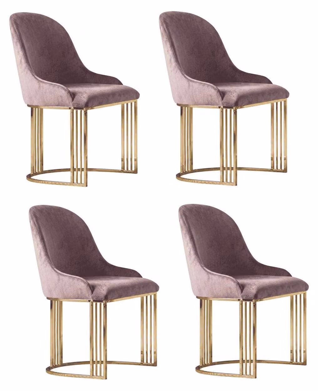 Set di 4 sedie, colore rosa, stile moderno, confortevoli, eleganti, lussuose