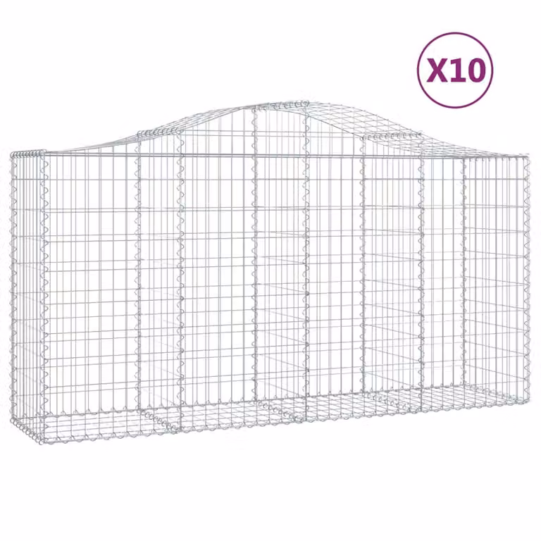 Cesti Gabbioni ad Arco 10 pz 200x50x100/120 cm Ferro Zincato
