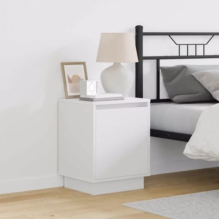 vidaXL Armadio da Notte Moderno Bianco con Illuminazione Integrata in MDF L 39 cm x P 34,5 cm x H 50 cm