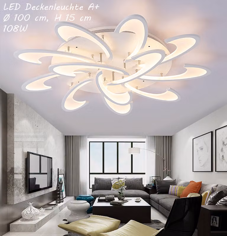 2127white -12 Plafoniera LED con telecomando Ø 100 cm Colore luce/luminosità regolabile Plafoniera LED dimmerabile