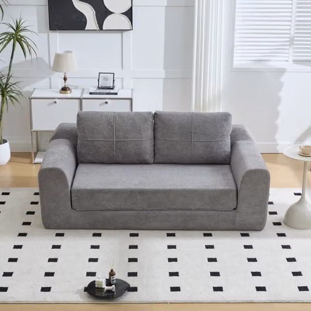 Divano letto pieghevole 2 in 1 WISHDOR in tessuto grigio, L: 179 cm, P: 95 cm, H: 79 cm