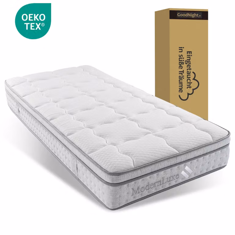 Materasso a molle insacchettate Merax a 7 zone, 25 cm, ibrido in schiuma fredda, ergonomico, grado di rigidità H3, 90x200 cm, traspirante, OEKO-TEX®, bianco