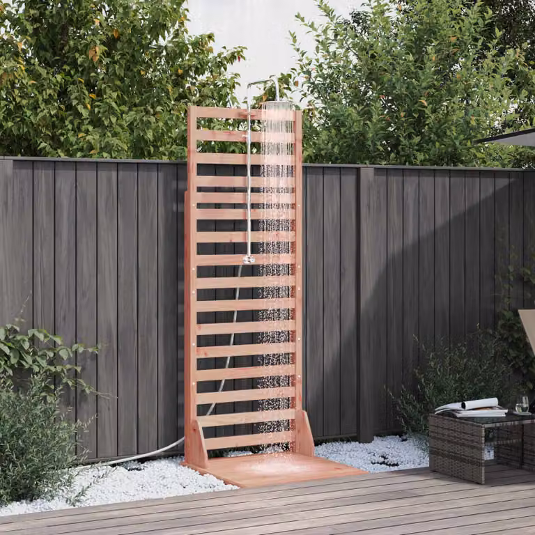 Doccia da esterno vidaXL in legno e acciaio inossidabile, colore marrone, Altezza: 225 cm
